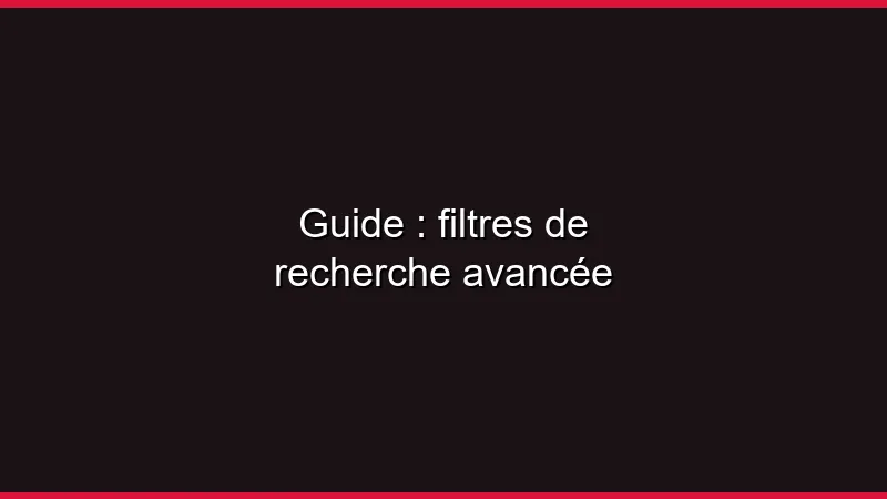 Guide filtres et recherche avancée